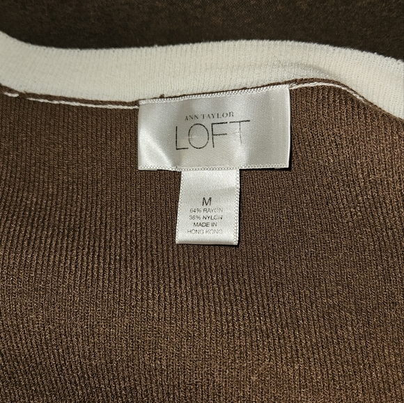 Ann Taylor LOFT - Brown/Cream, 2 piece Cardigan (M) and Shell (S). - Picture 4 of 5